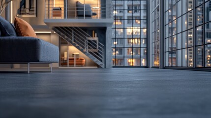 Obraz premium Modern architectural interior design high-rise apartment photography urban environment low angle view contemporary lifestyle
