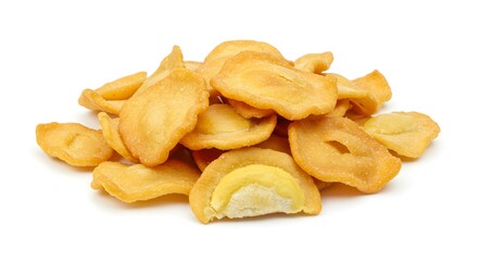 Fried Durian chips isolated on white