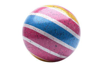 Obraz premium Colorful striped ball on a white background showcasing vibrant patterns and textures