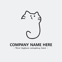 Cat illustration black and white for logo company vector image