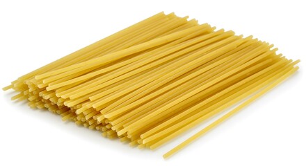 Tasty raw egg noodles isolated on white