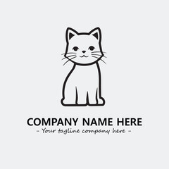 Cat illustration black and white for logo company vector image