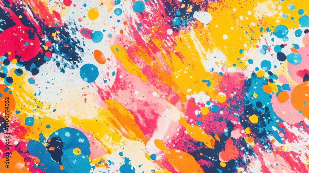 Poster a colorful abstract background with a lot of different shapes and colors. risograph effect, trendy r