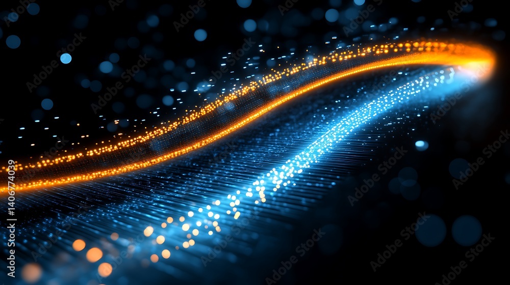 Aufkleber flowing light trails: a dynamic visual of light trails that capture the essence of speed, technology
