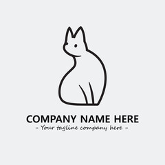 Cat illustration black and white for logo company vector image