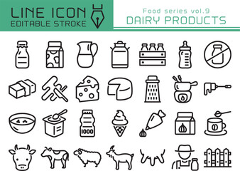 ラインアイコン　食べ物シリーズvol.9　乳製品