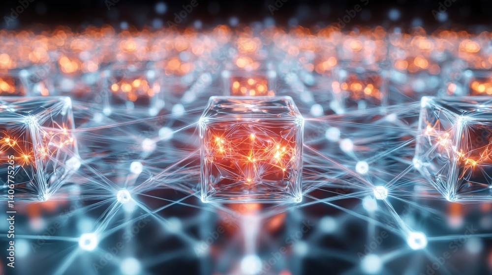 Poster innovative data transfer mechanism digital space graphic representation virtual environment abstract
