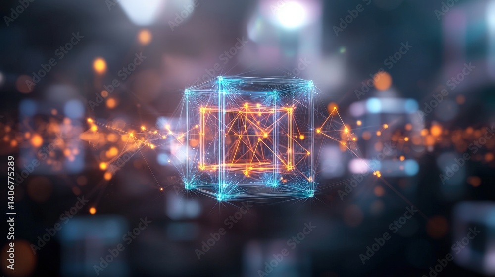Poster dynamic data visualization digital realm abstract art futuristic environment close-up view technolog