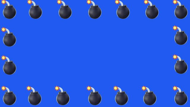 bombs animation frame on chroma key background.