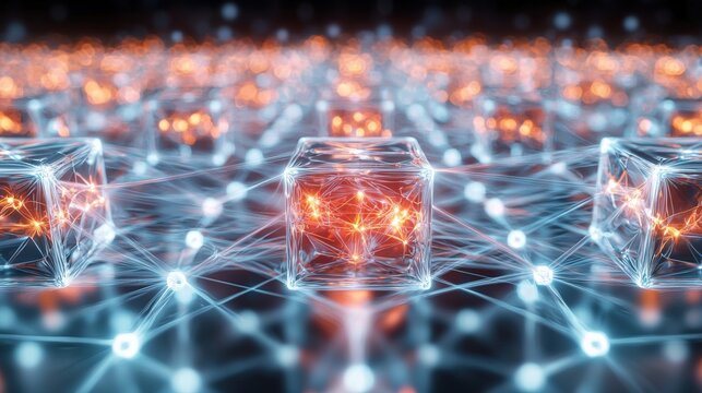 Innovative data transfer mechanism digital space graphic representation virtual environment abstract perspective quantum connectivity concept