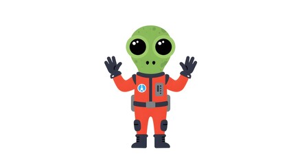 Friendly Alien Astronaut Cartoon Character