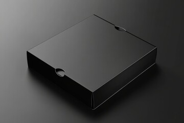 Sleek black pizza box design for branding and packaging projects