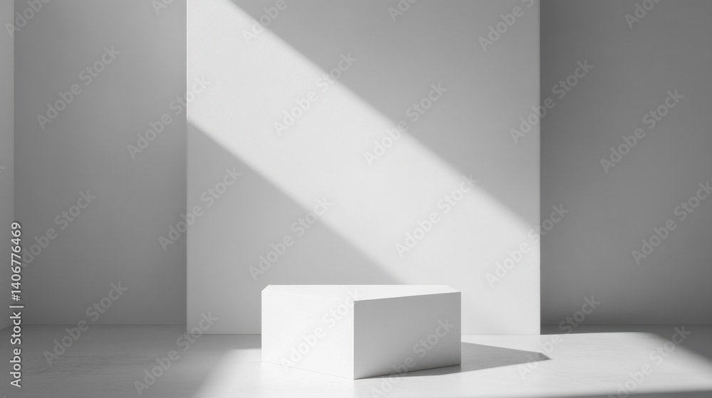 Aufkleber empty podium or pedestal showcased on a white background featuring a box stand concept blank product