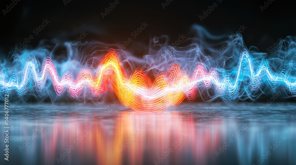 Poster dynamic sound waves visualization digital art abstract environment modern concept