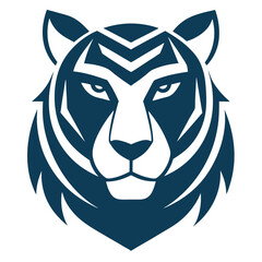 Obraz premium Tiger Head Silhouette Elegant Geometric Tiger Head Silhouette with Smooth Curves Minimalist Tiger Head Design in Sleek Geometric Style