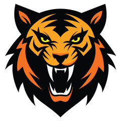 tiger head vector Fierce Roaring Tiger Head Silhouette Design Bold Tiger Head Illustration with Aggressive Expression