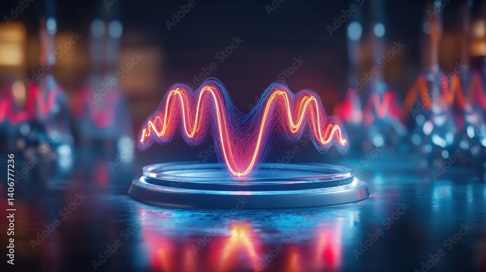 Aufkleber dynamic sound wave visualization in a modern studio digital art futuristic environment close-up conc