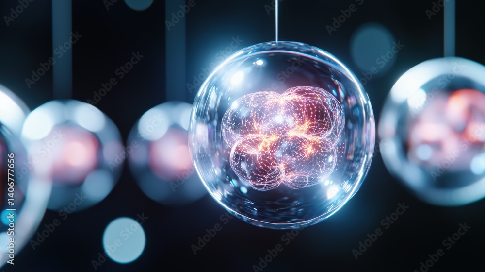 Aufkleber dynamic atomic structure visualization scientific laboratory digital artwork futuristic environment 
