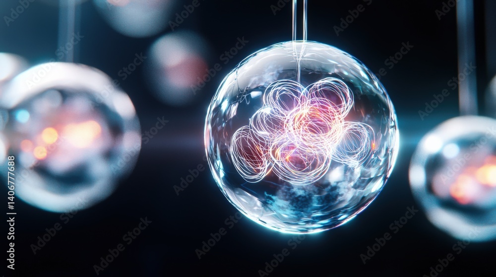 Poster quantum particles in motion laboratory environment digital visualization science abstract concept