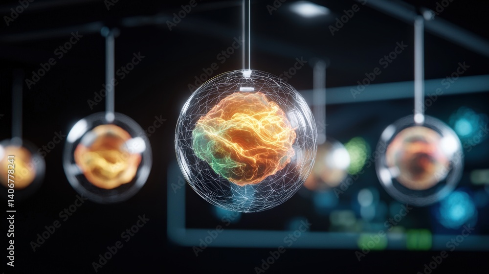 Aufkleber dynamic energy visualization science lab digital art futuristic environment close-up view conceptual