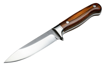 High-quality stainless steel knife with a wooden handle designed for outdoor activities
