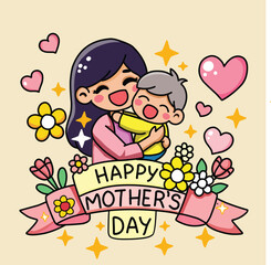 Happy Mother's Day A Mother and Son's Embrace