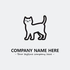Cat illustration black and white for logo company vector image