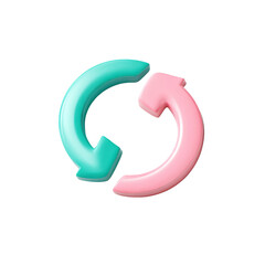 Turquoise and pink arrows forming a circle shape on white background