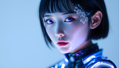 ファンタジーストーリー（時の流れが淀む淵に、未来と過去の幻影をまとう、ミステリアスな仮面の女性）