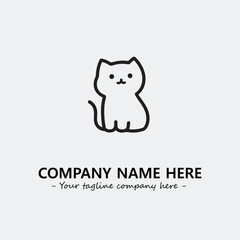 Cat illustration black and white for logo company vector image