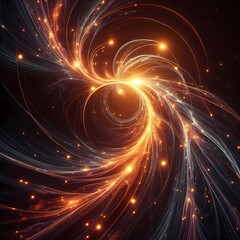 Obraz premium Futuristic 3D rendering sci-fi virtual fractal arc back glowing with plasma particles dark cosmos space background