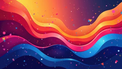 Geometric abstract shapes, flowing lines, vibrant colors, clean, color