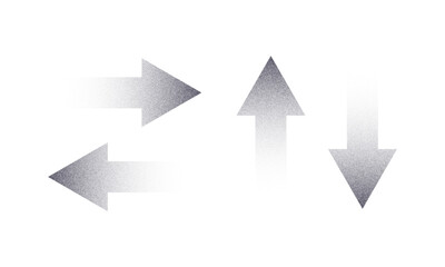 Gradient grainy Arrows in Multiple Directions on White Background
