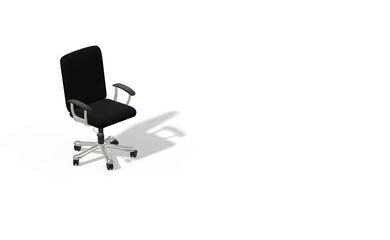 chaise de bureau à roulettes, noire, vue isométrique