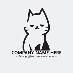 Cat illustration black and white for logo company vector image