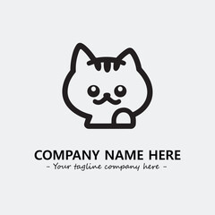 Cat illustration black and white for logo company vector image