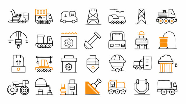 Construction and maintenance icon set in linear design for use in engineering firms, architectural designs, and service platform user interfaces
