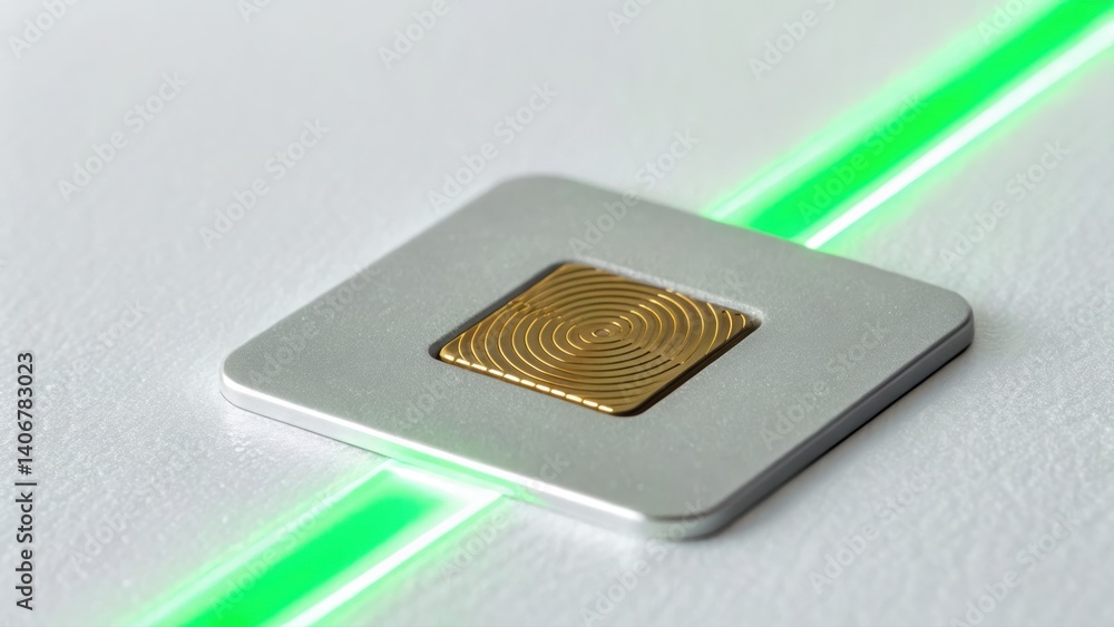 Poster high-tech fingerprint chip designed for advanced contactless nfc security and authentication solutio