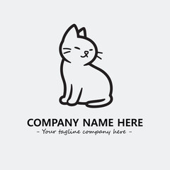 Cat illustration black and white for logo company vector image