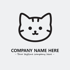 Cat illustration black and white for logo company vector image
