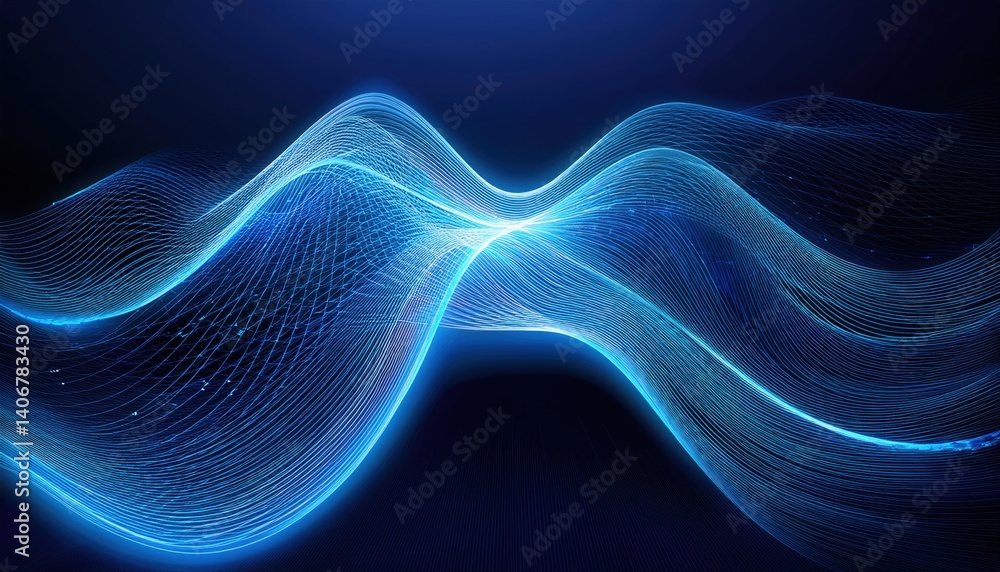 Poster wave of light abstract visualization representing cross-department collaboration in digital space
