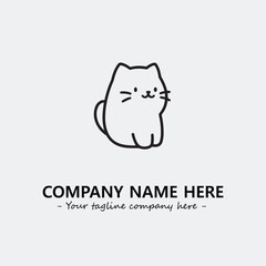 Cat illustration black and white for logo company vector image