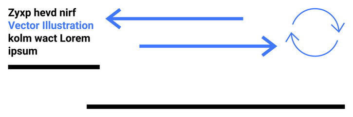 Blue arrows showing direction, including a circular loop. Black text and lines suggest structure and organization. Ideal for workflow, process design, iteration, feedback, strategy, analysis simple