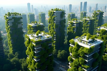 Aerial Photography of Eco-Friendly Urban Buildings with Green Roofs and Gardens