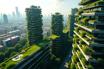 Aerial Photography of Eco-Friendly Urban Buildings with Green Roofs and Gardens
