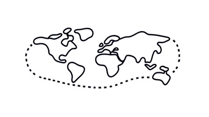 Minimalist world map showing international travel and global connections