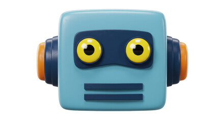 Isolated Cartoon Robot Head