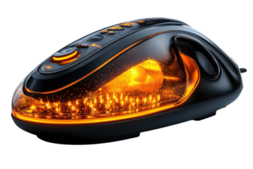 Steam cleaner features modern design with orange illumination for efficient cleaning