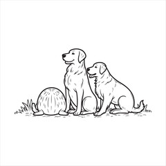 Cartoon Dogs Coloring Page for Kids 