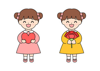 Vector illustration of cute girls.